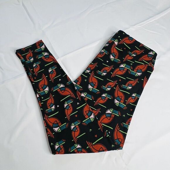 LulaRoe Leggings Tall & Curvy Cartoon Parrot Toucan Bird Animal Black Red 0708 - Picture 2 of 6